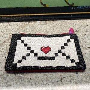 UEC Ipsy Makeup Travel Bag Black and White with Pink Heart